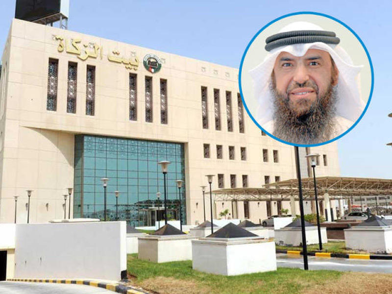 مبنى بيت الزكاة وفي الاطار يبدو مراقب الإعلام المتحدث الرسمي لبيت الزكاة حمد المري