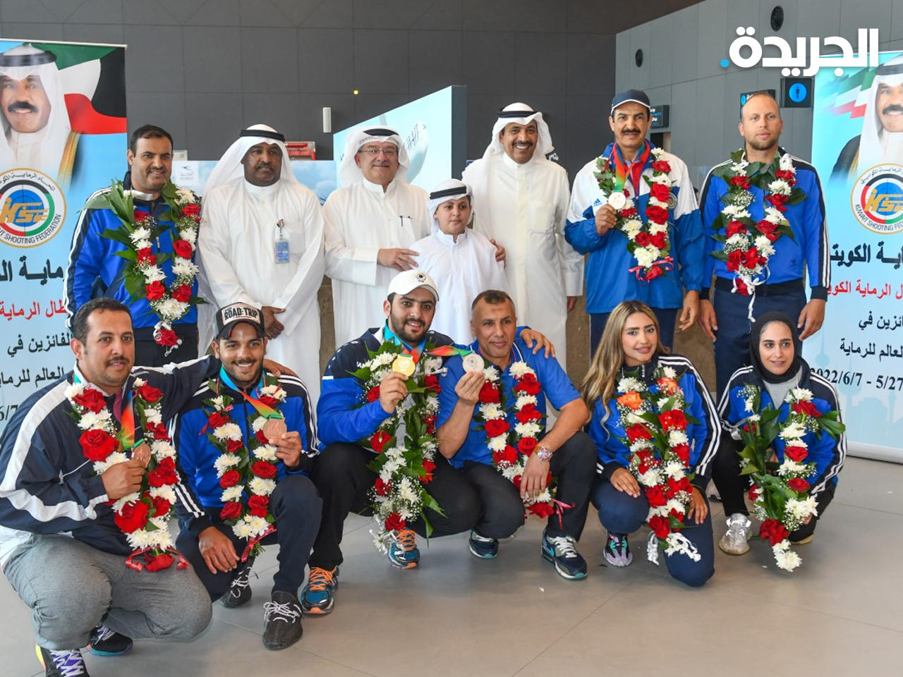 صورة جماعية لاستقبال منتخب الكويت للرماية