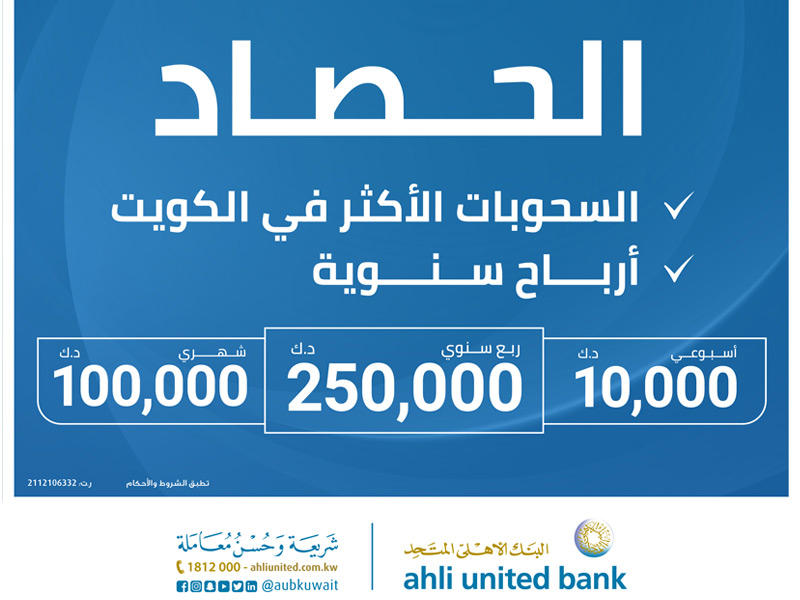  السحب الأسبوعي على جوائز الحصاد الإسلامي من البنك الأهلي المتحد
