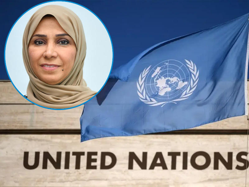 منظمة الأمم المتحدة وتظهر في الإطار رحاب بورسلي