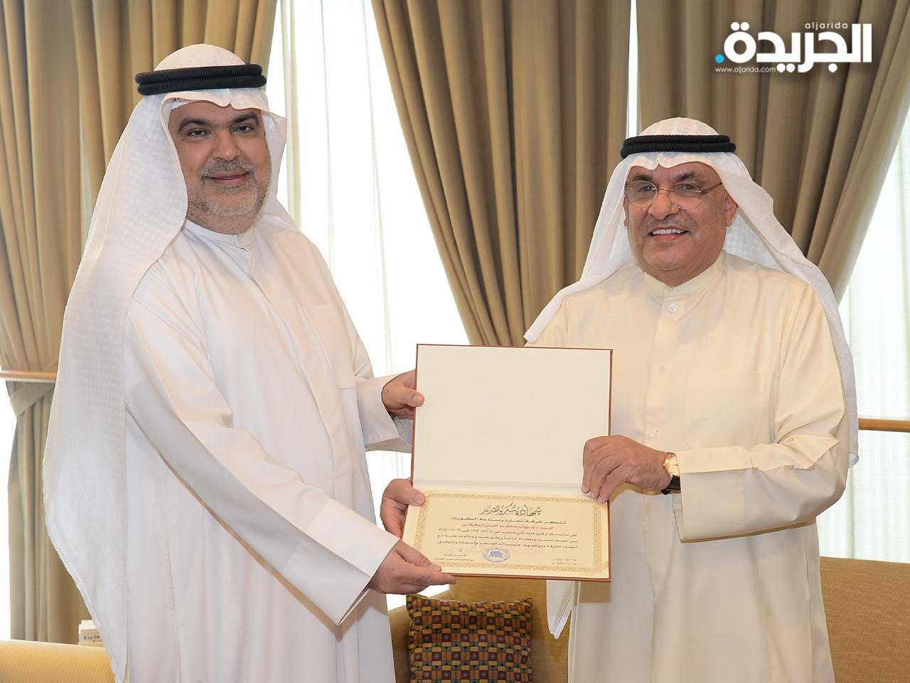 رئيس غرفة تجارة وصناعة الكويت محمـد جاسم الصقر مكرماً توفيقي