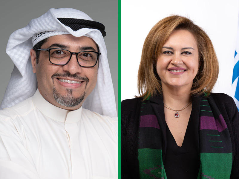 ممثل المفوضية في الكويت الأمم المتحدة لشؤون اللاجئين نسرين الربيعان -  رئيس إدارة التسويق والاتصال المؤسسي في بورصة الكويت ناصر مشاري السنعوسي 