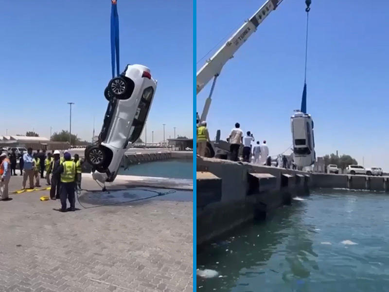 رجال الامن ينتشلون السيارة 