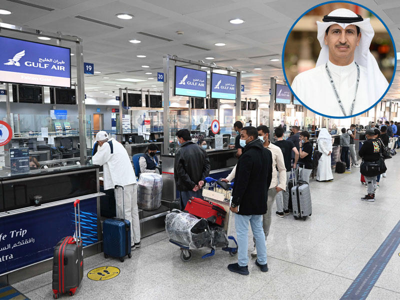 ازدحام في اروقة المطار وفي الاطار المتحدث الرسمي للإدارة العامة لطيران المدني، م. سعد العتيبي