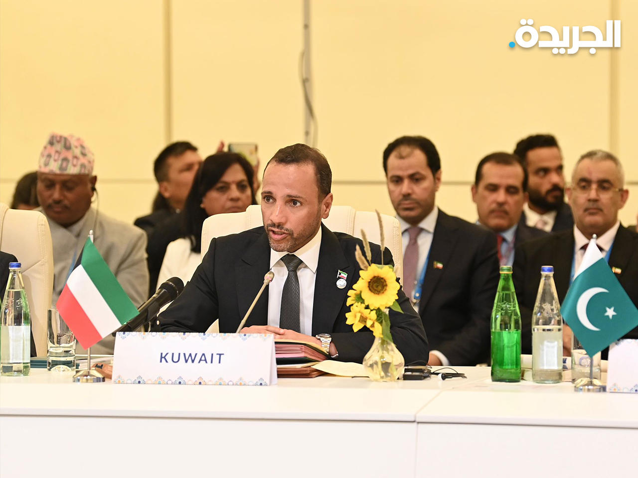 رئيس مجلس الامة مرزوق الغانم ملقياً كلمته أمام مؤتمر الشبكة البرلمانية لحركة عدم الانحياز في أذربيجان