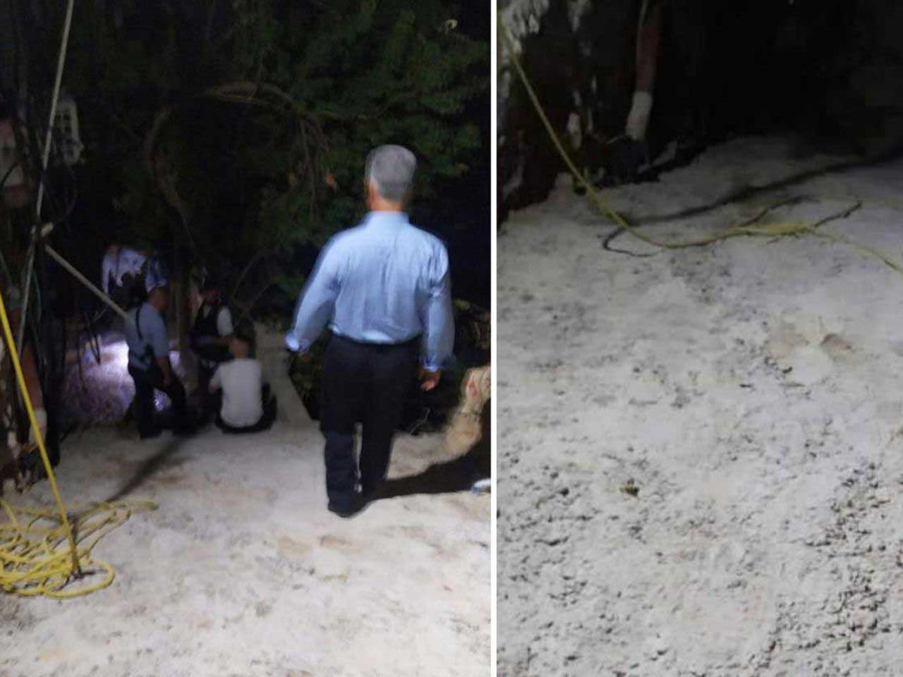 صورة تم التقاطها أثناء عملية استخراج جثمان الوالد المغدور من قبل ابنه العشريني