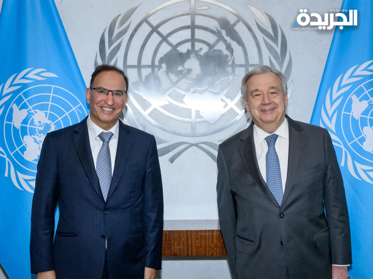 السفير منصور العتيبي مع الأمين العام للأمم المتحدة أنتونيو غوتيريس