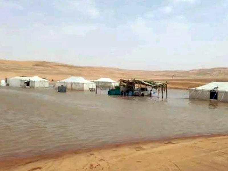 السيول المتدفقة بمحافظة مأرب اليمنية