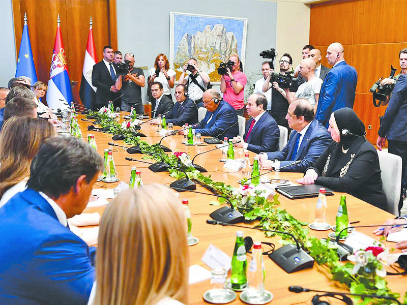 مباحثات السيسي وفوتشيتش في بلغراد  (الرئاسة)