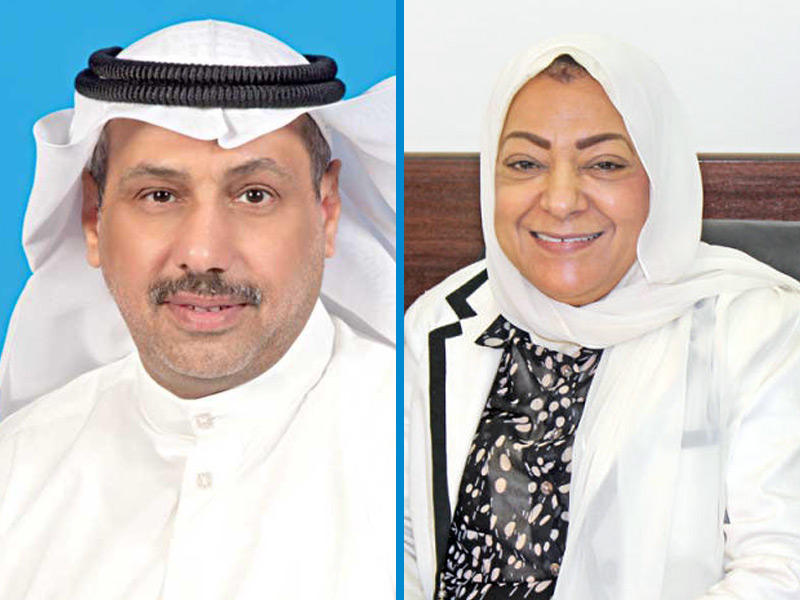 مديرة القبول في «KILAW» فوزية الشهاب والقائم بأعمال عميد القبول والتسجيل في كلية القانون الكويتية العالمية «KILAW» د. صالح العتيبي