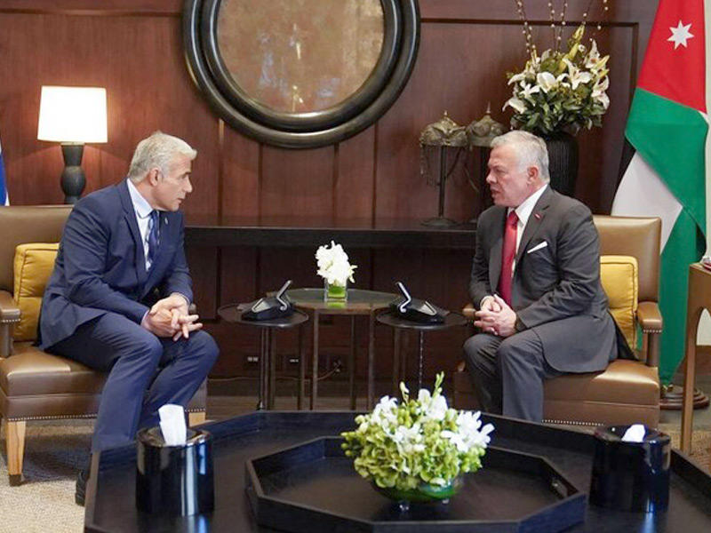 العاهل الأردني الملك عبدالله الثاني - رئيس الوزراء الإسرائيلي يائير لابيد