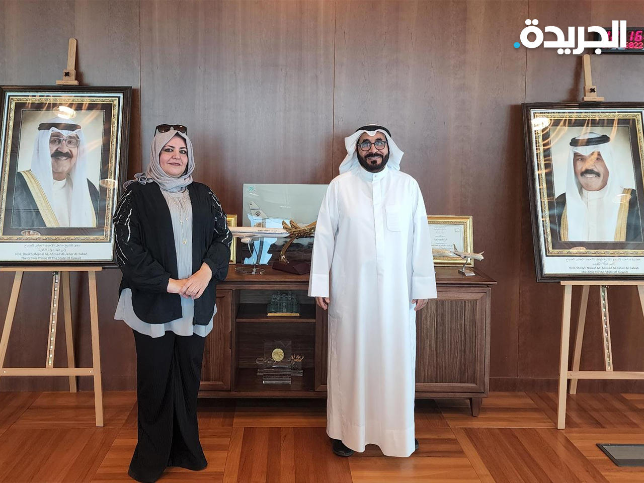 رئيس الجمعية الكويتية لحماية البيئة د. وجدان العقاب والمدير العام للإدارة العامة للطيران المدني م. يوسف الفوزان