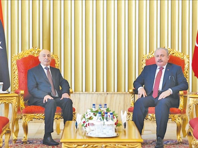 رئيس البرلمان التركي مصطفى شنطوب - رئيس مجلس النواب الليبي عقيلة صالح 