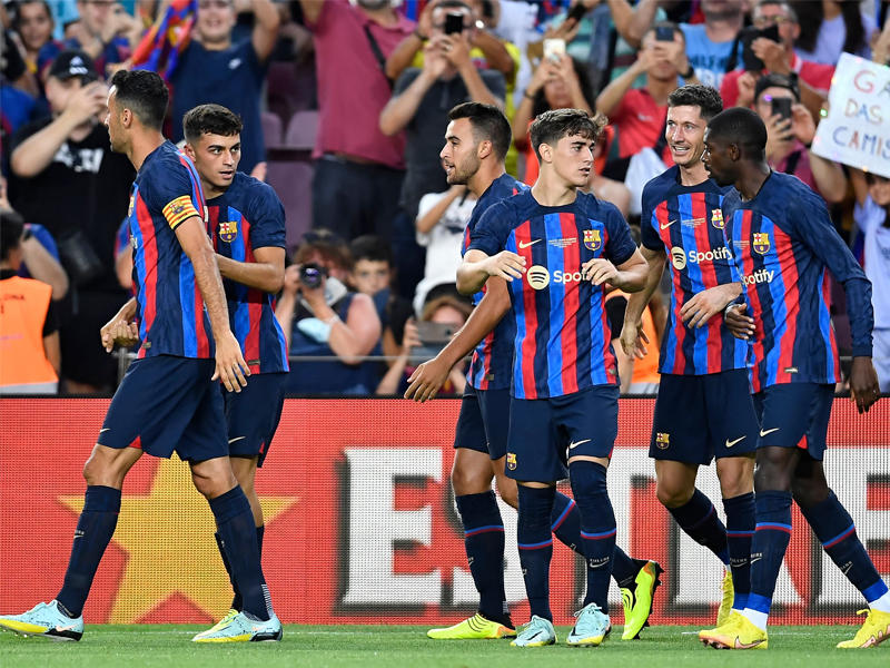 جانب من لقاء برشلونة الاخير في كأس جوان غامبر (أ ف ب) 