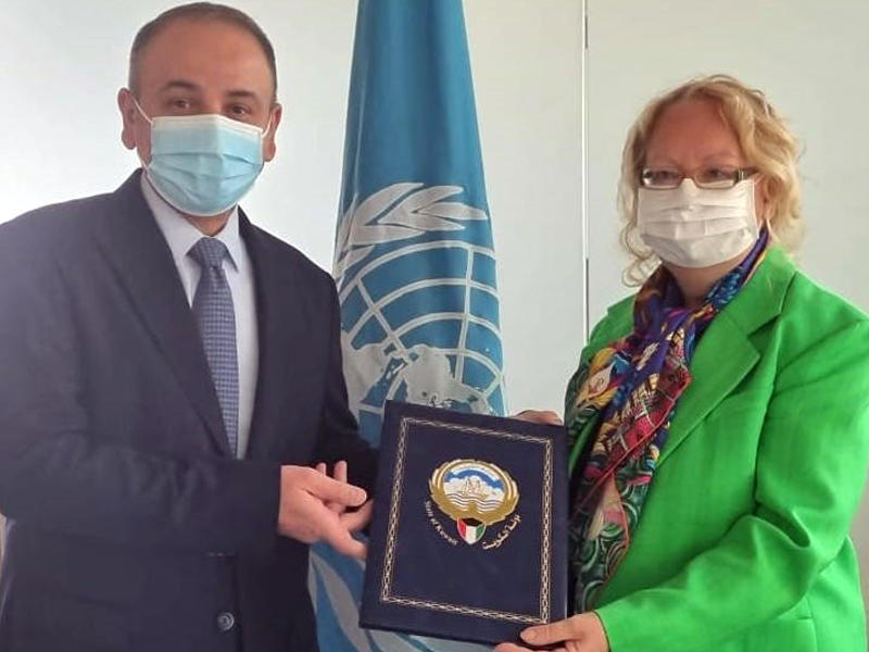 السفير ناصر الهين يقدم أوراق اعتماده إلى المديرة العامة لمكتب الأمم المتحدة في جنيف تاتيانا فالوفايا