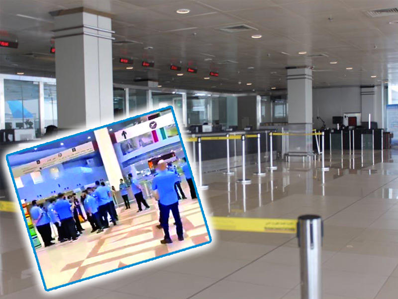 وقفة احتجاجية من قبل موظفي إدارة منفذ المطار الدولي