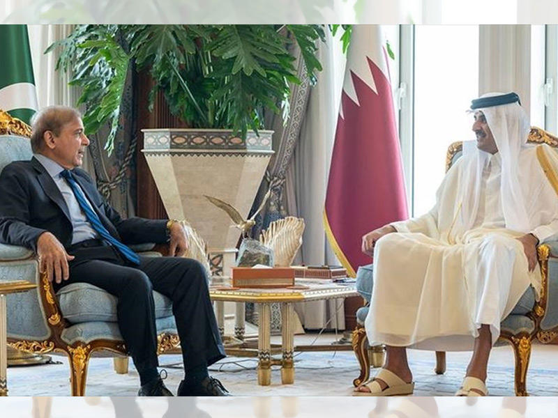 أمير قطر الشيخ تميم بن حمد آل ثاني - ورئيس الوزراء الباكستاني شهباز شريف