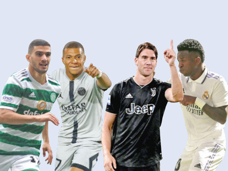 فينيسيوس نجم ريال مدريد- فلاهوفيتش نجم يوفنتوس - مبابي نجم باريس - أبادا نجم سلتيك