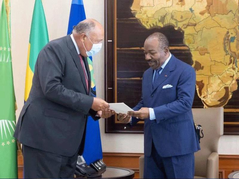 وزير الخارجية المصري سامح شكري يلتقي رئيس الجابون علي بونجو أونديمبا