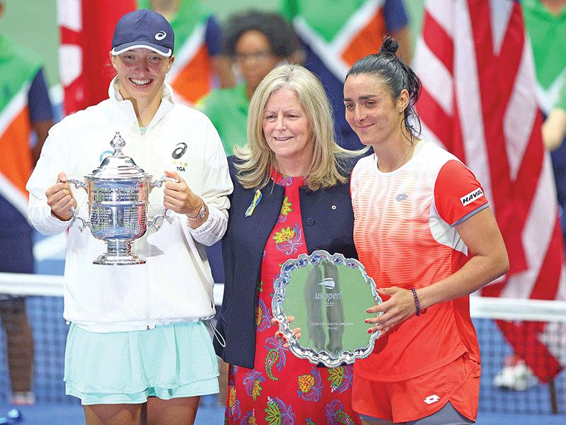 جانب من مراسم تتويج بطولة اميركا المفتوحة للتنس