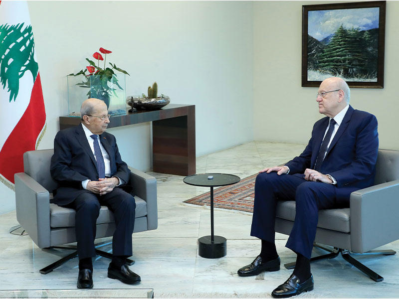 عون وميقاتي في قصر بعبدا أمس