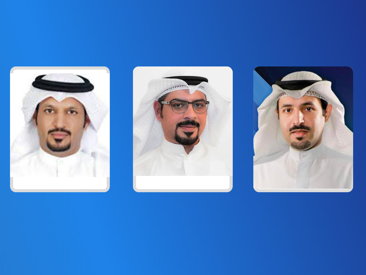 رئيس جمعية المكتبات، د. عبدالعزيز السويط ورئيس اتحاد نقابات العاملين في القطاع المشترك مهدي الصيرفي ورئيس نقابة تكنولوجيا التعليم فواز الفواز