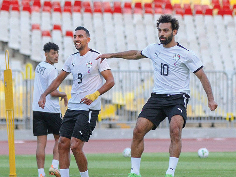 محمد صلاح في مران منتخب مصر