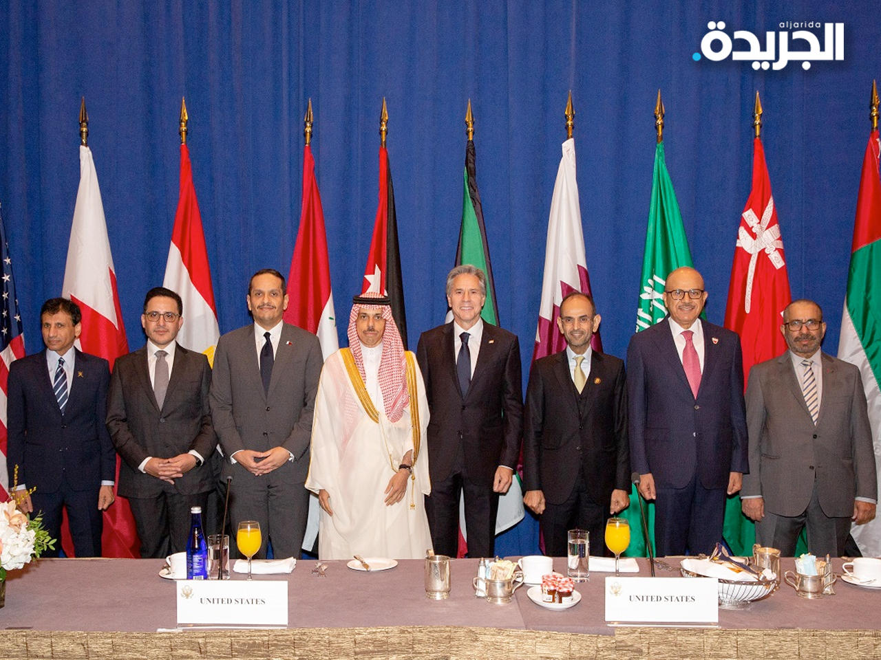 الناصر مشاركاً في اجتماع وزراء خارجية دول التعاون مع وزير الخارجية الأميركي