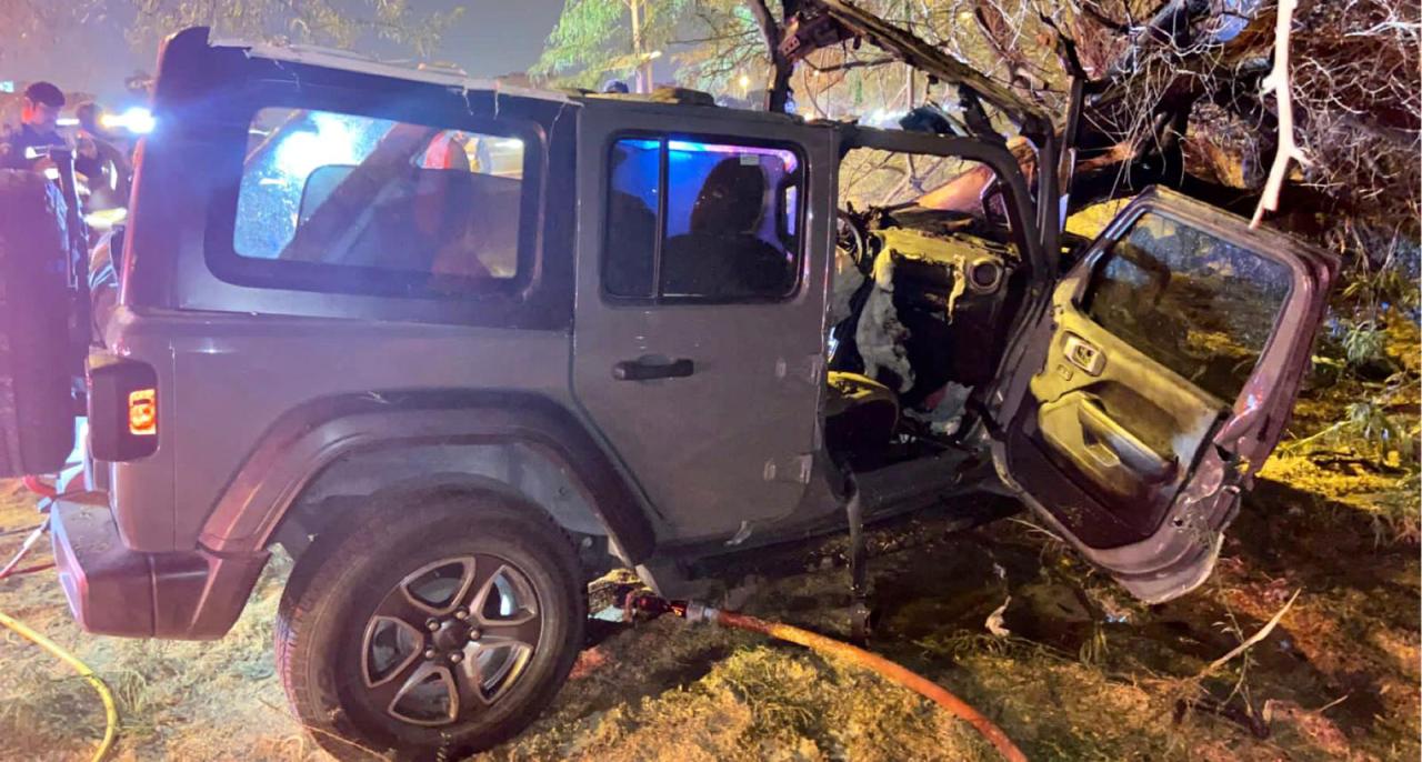 السيارة التي تعرضت إلى الحادث