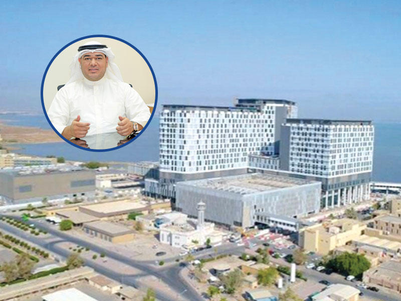 مستشفى الولادة الجديد وفي الاطار مهندس مشروع مستشفى الولادة الجديد م. مشعل العنزي