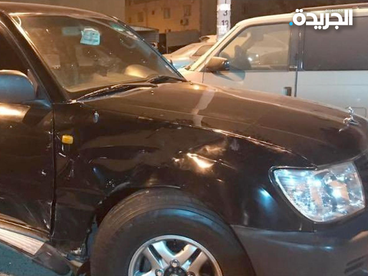 السيارة المتسببة في حادث اصطدام وانقلاب دورية شرطة