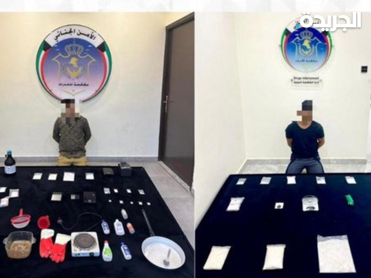 المتهمان وبحوزتهما المخدرات