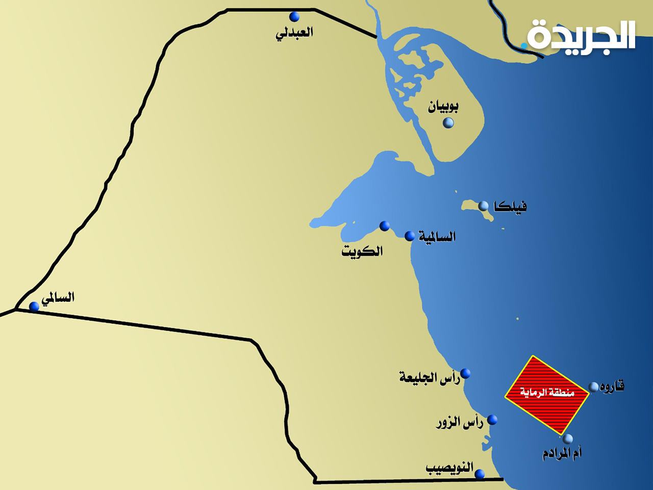 خريطة توضح موقع الرماية